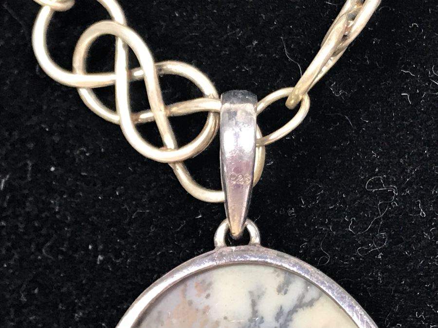 JUST ADDED - Sterling Silver Chain Stone Polished Stone Pendant 47g [Photo 7]