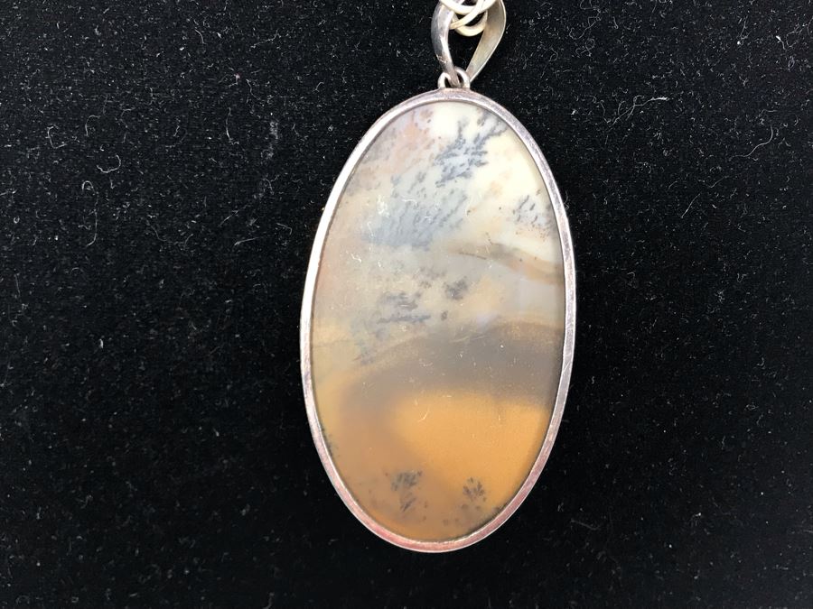 JUST ADDED - Sterling Silver Chain Stone Polished Stone Pendant 47g [Photo 6]