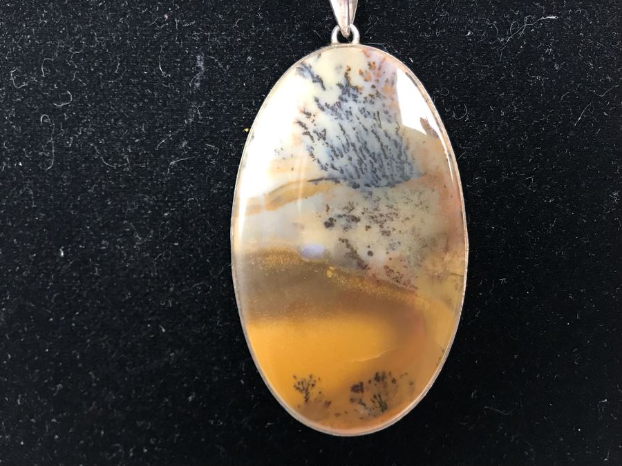 JUST ADDED - Sterling Silver Chain Stone Polished Stone Pendant 47g [Photo 5]