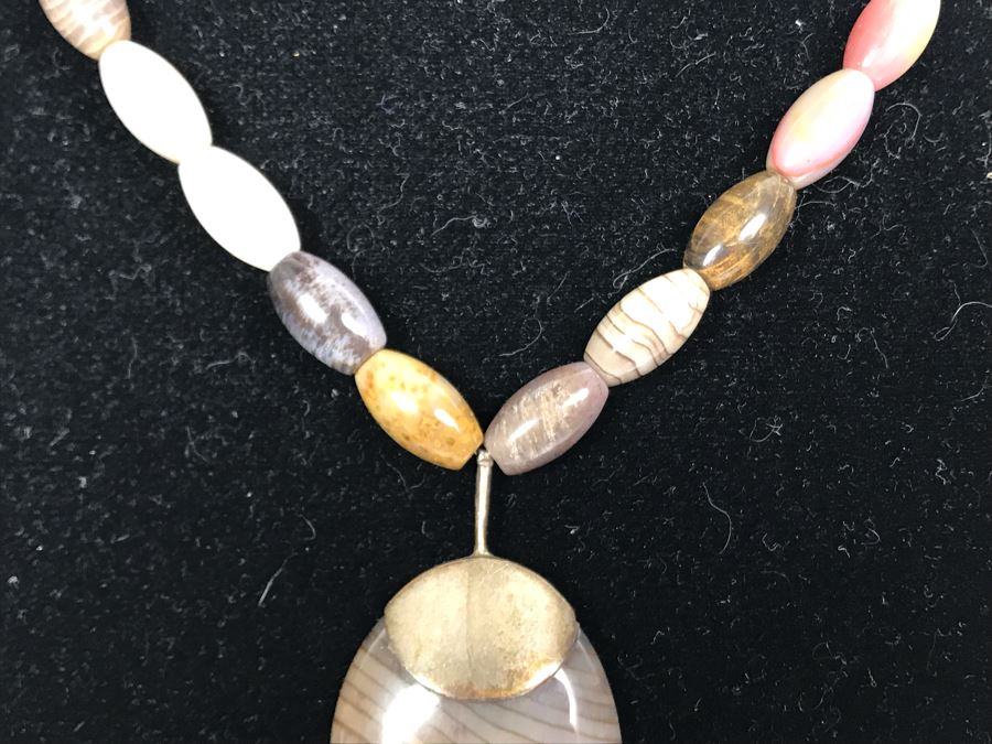 JUST ADDED - Polished Stone And Sterling Silver Pendant [Photo 5]