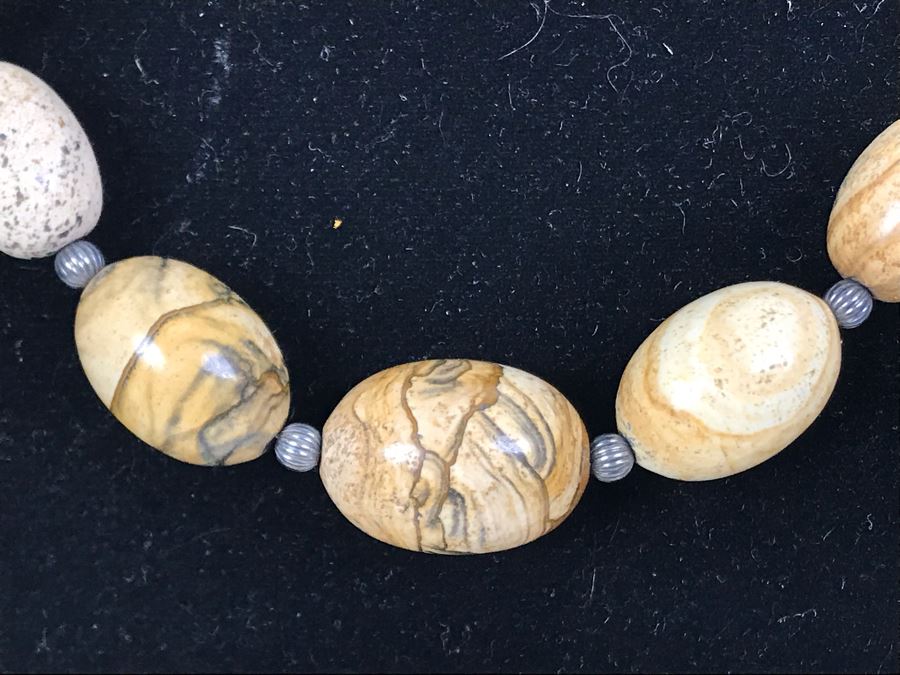 JUST ADDED - Polished Stone And Sterling Silver Necklace [Photo 4]