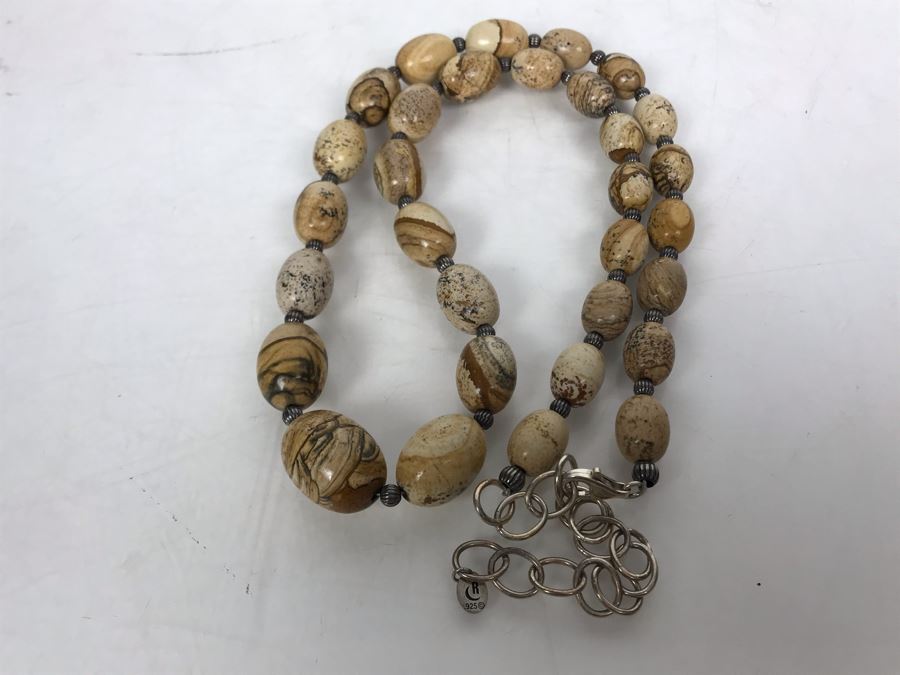 JUST ADDED - Polished Stone And Sterling Silver Necklace [Photo 7]