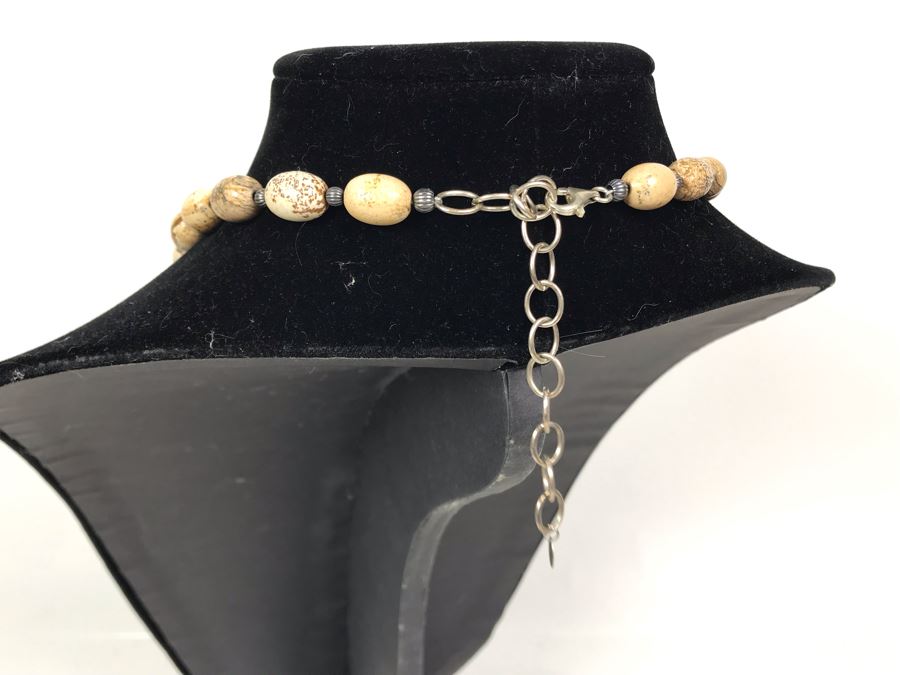 JUST ADDED - Polished Stone And Sterling Silver Necklace [Photo 6]