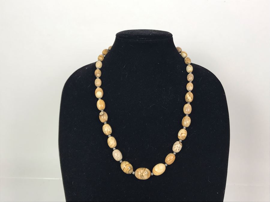 JUST ADDED - Polished Stone And Sterling Silver Necklace [Photo 3]