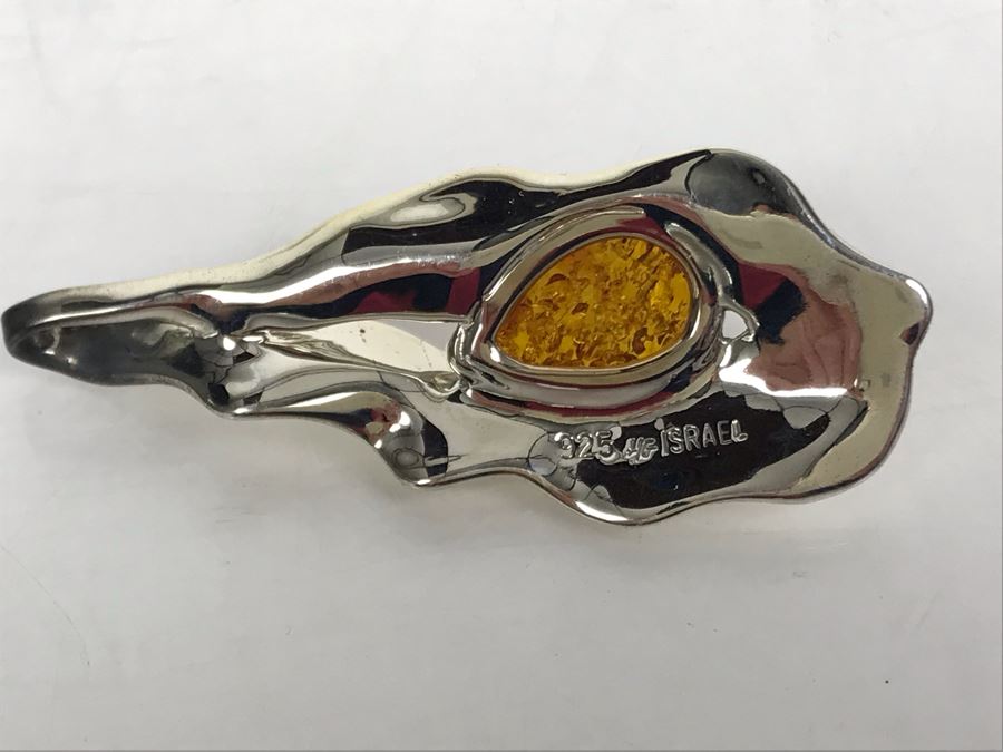 JUST ADDED - Sterling Silver And Amber Signed HG Israel Pendant 13g [Photo 5]