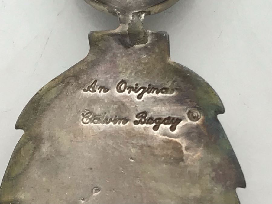 JUST ADDED - Stunning Sterling Silver Navajo Calvin Begay Inlay Pendant [Photo 7]