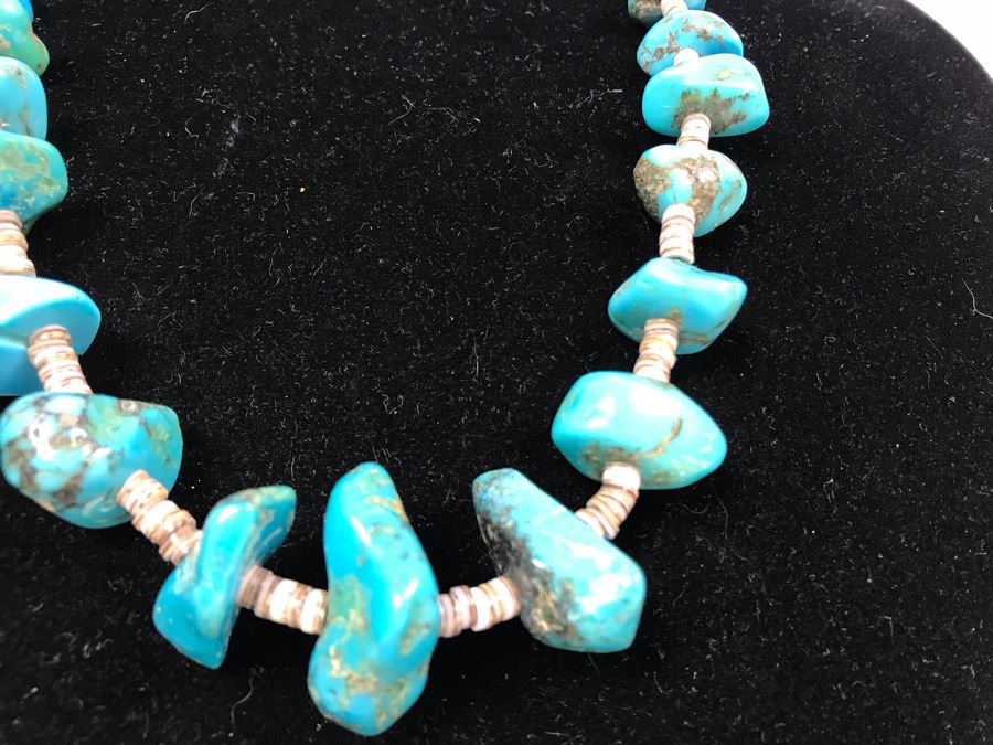 JUST ADDED - Stunning Native American Turquoise And Shell Necklace [Photo 8]