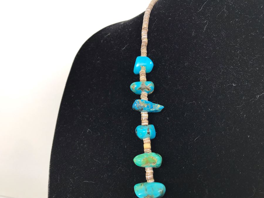 JUST ADDED - Stunning Native American Turquoise And Shell Necklace [Photo 6]
