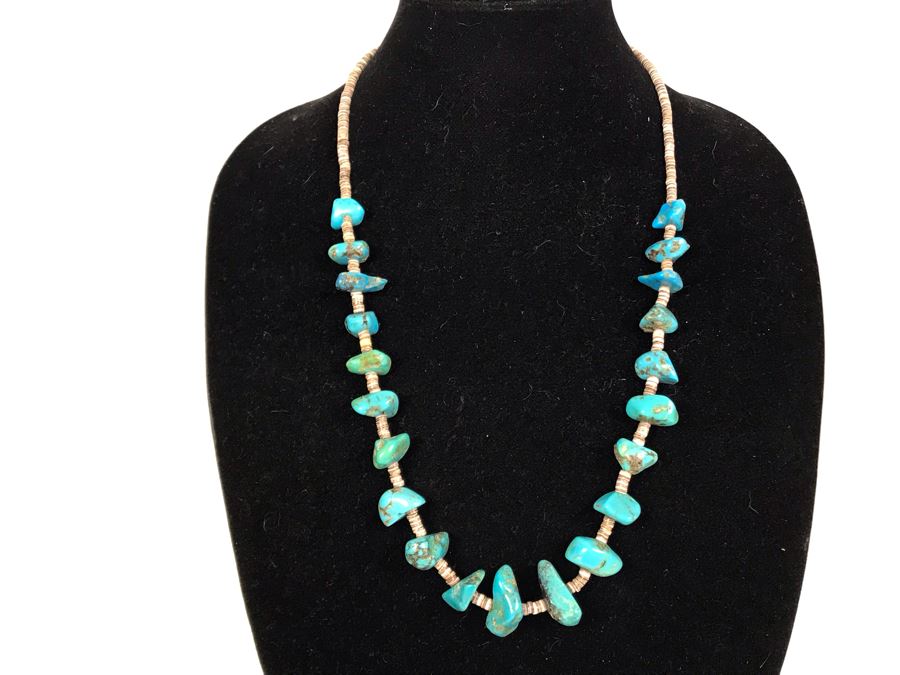 JUST ADDED - Stunning Native American Turquoise And Shell Necklace [Photo 2]