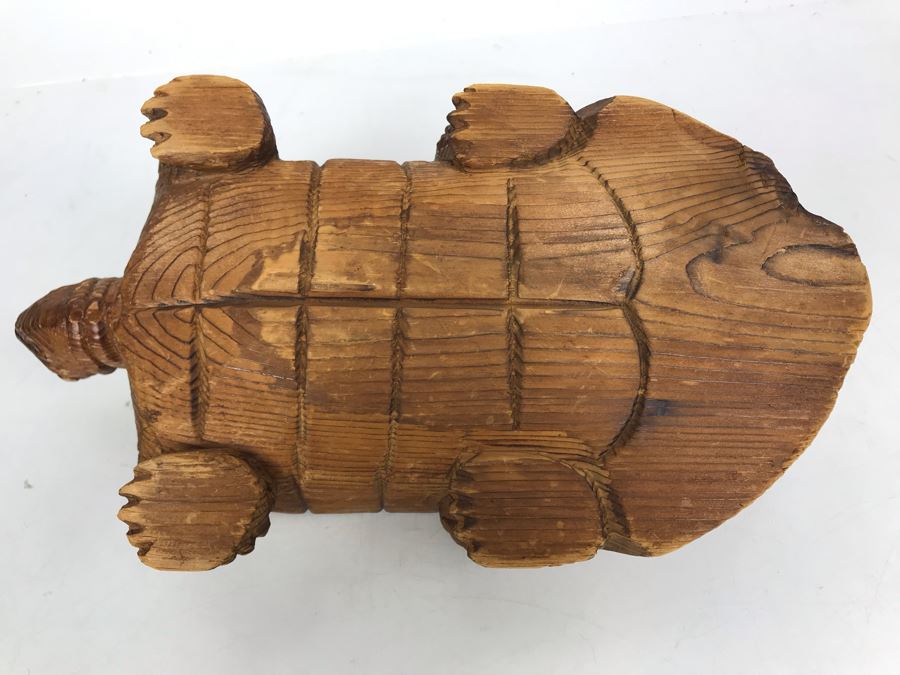 JUST ADDED - Vintage Japanese Hand Carved Wooden Turtle 12L X 7W X 3.5H [Photo 9]