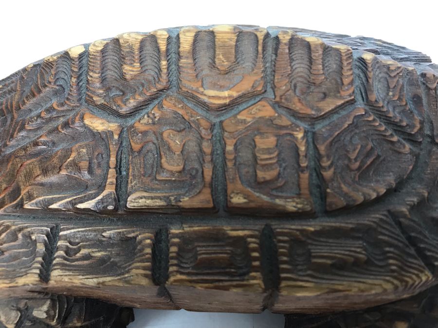 JUST ADDED - Vintage Japanese Hand Carved Wooden Turtle 12L X 7W X 3.5H [Photo 4]