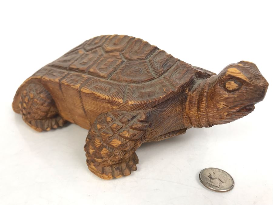 JUST ADDED - Vintage Japanese Hand Carved Wooden Turtle 12L X 7W X 3.5H [Photo 10]