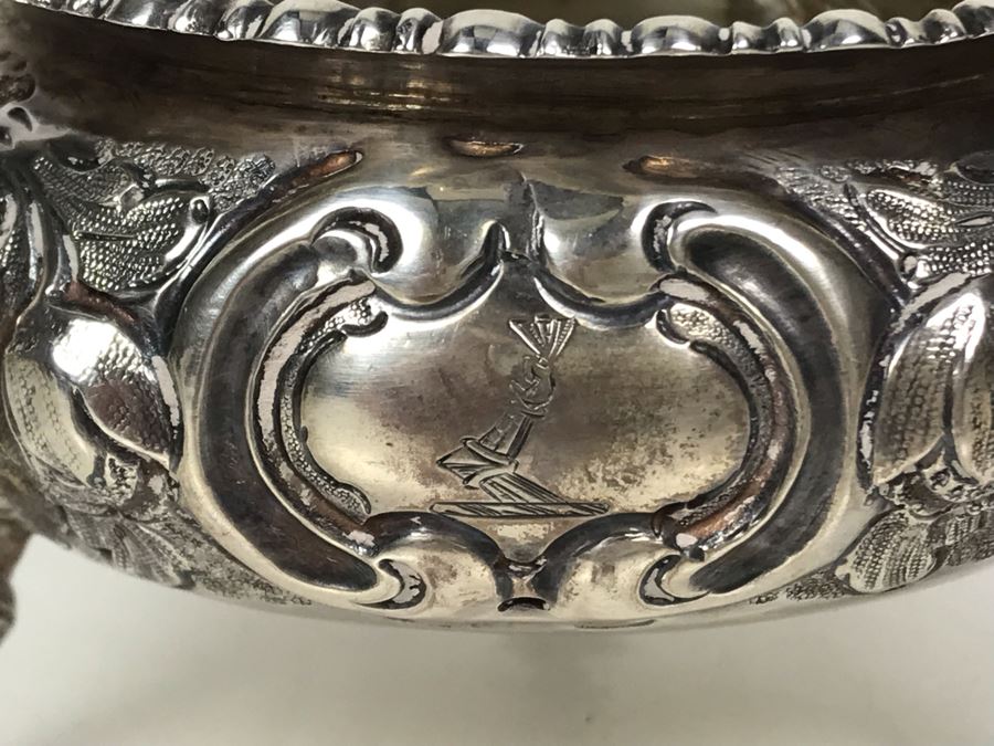 JUST ADDED - Pair Of Antique 1857 English Sterling Silver Lionhead Footed Sugar Mustard Bowls London England Robert Harper 279g [Photo 7]