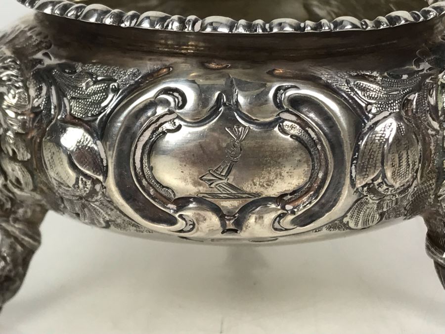 JUST ADDED - Pair Of Antique 1857 English Sterling Silver Lionhead Footed Sugar Mustard Bowls London England Robert Harper 279g [Photo 8]