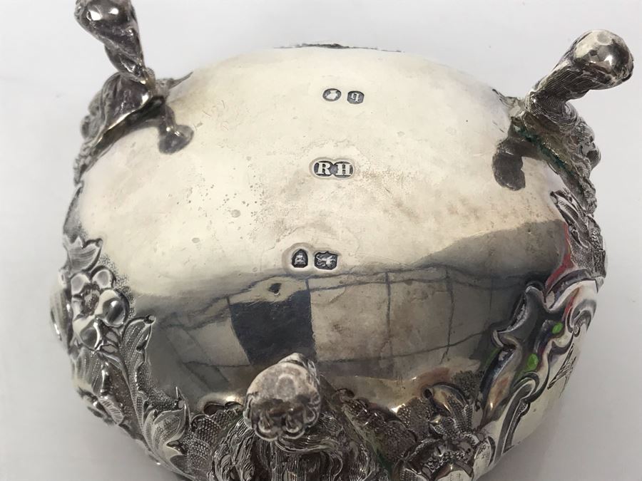 JUST ADDED - Pair Of Antique 1857 English Sterling Silver Lionhead Footed Sugar Mustard Bowls London England Robert Harper 279g [Photo 19]