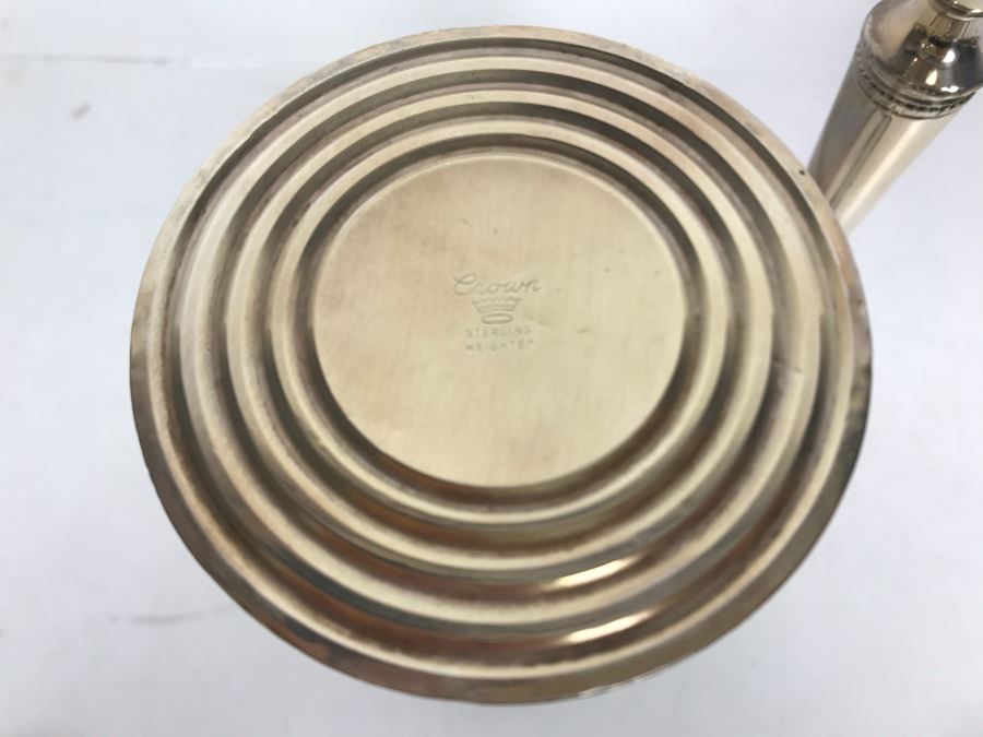 JUST ADDED - Pair Of Crown Weighted Sterling Silver Candlesticks Candle Holders 8H [Photo 5]