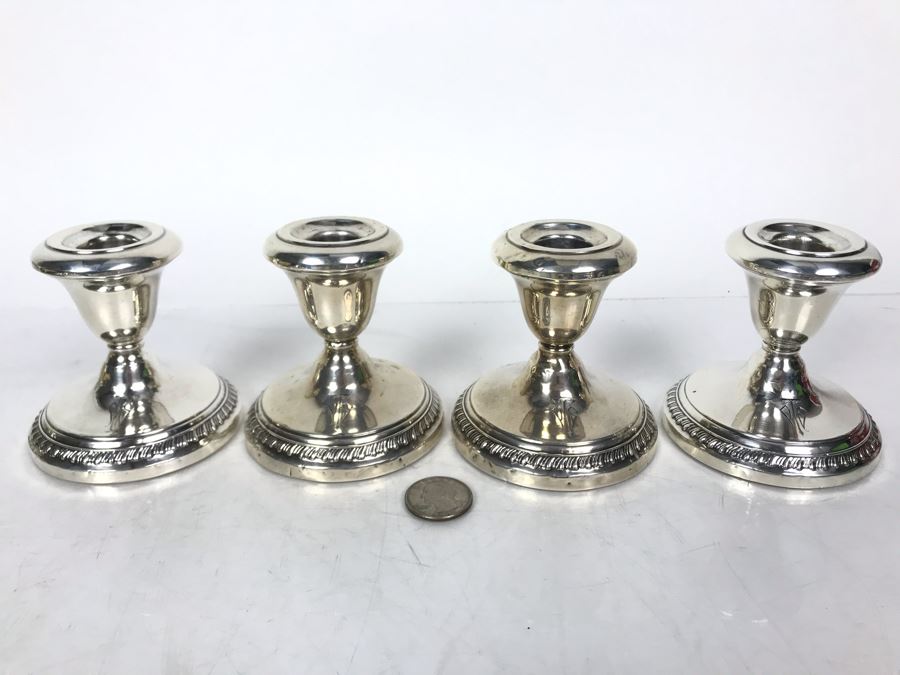 JUST ADDED - (4) Weighted Sterling Silver Candle Holders [Photo 1]