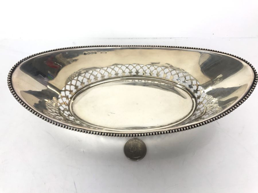 JUST ADDED - Antique English Ryrie Sterling Silver Pierced Bowl 9.5L X 4.5W X 2.5H 134g [Photo 2]