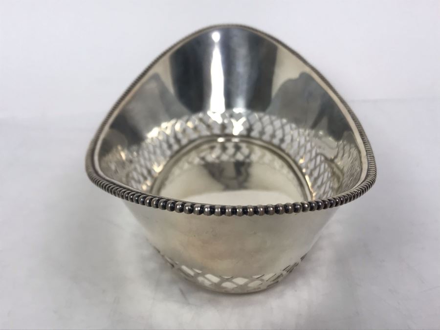 JUST ADDED - Antique English Ryrie Sterling Silver Pierced Bowl 9.5L X 4.5W X 2.5H 134g [Photo 9]