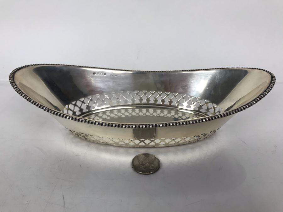 JUST ADDED - Antique English Ryrie Sterling Silver Pierced Bowl 9.5L X 4.5W X 2.5H 134g [Photo 3]