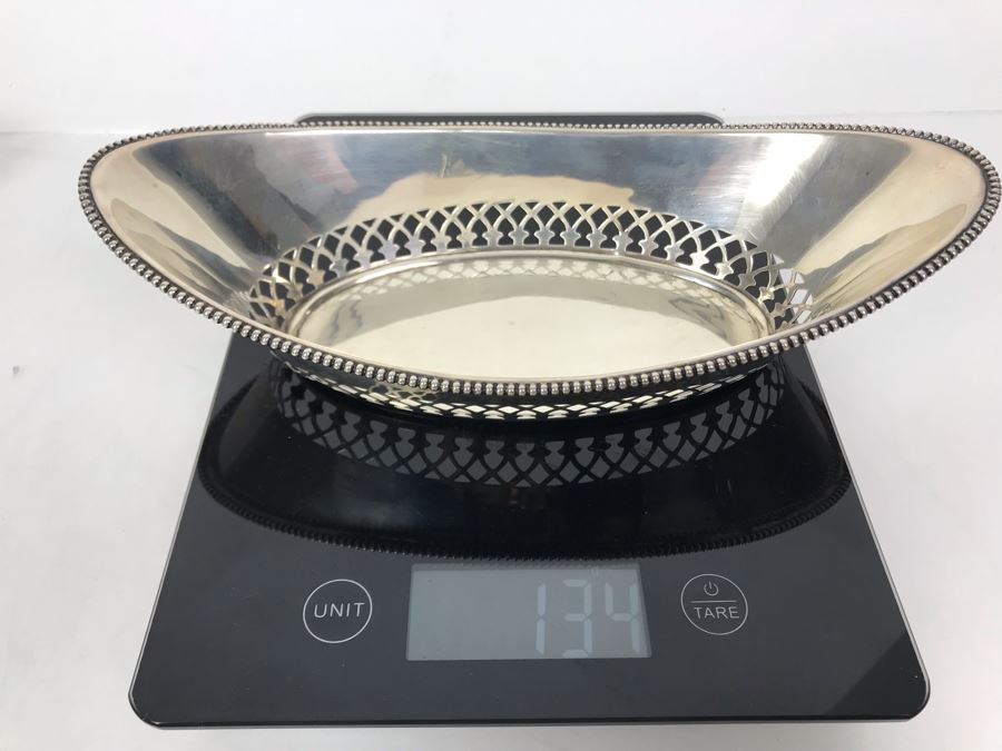 JUST ADDED - Antique English Ryrie Sterling Silver Pierced Bowl 9.5L X 4.5W X 2.5H 134g [Photo 16]