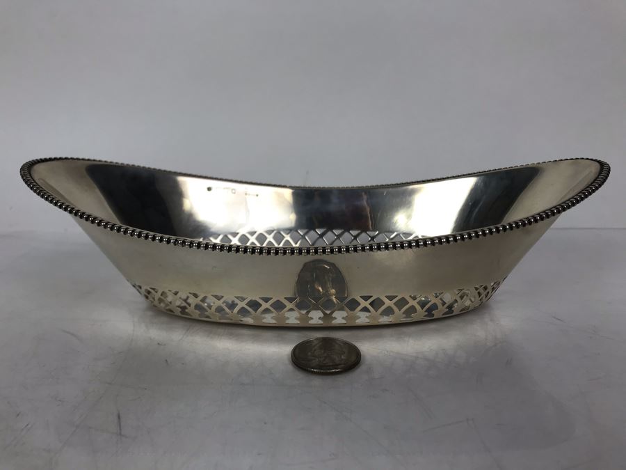 JUST ADDED - Antique English Ryrie Sterling Silver Pierced Bowl 9.5L X 4.5W X 2.5H 134g [Photo 4]