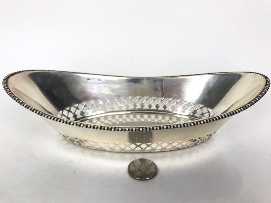JUST ADDED - Antique English Ryrie Sterling Silver Pierced Bowl 9.5L X 4.5W X 2.5H 134g [Photo 1]
