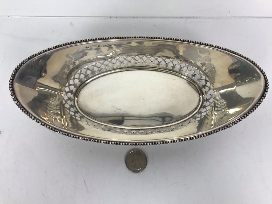 JUST ADDED - Antique English Ryrie Sterling Silver Pierced Bowl 9.5L X 4.5W X 2.5H 134g [Photo 5]