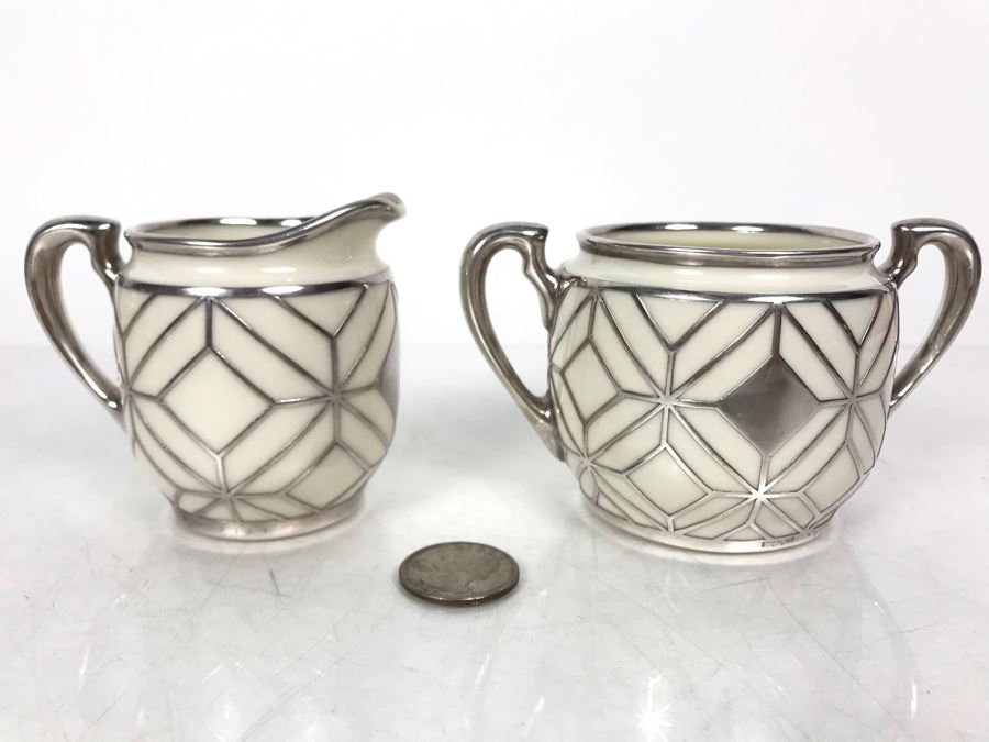 JUST ADDED - Sterling Silver Overlay Reed & Barton Lenox Creamer And Sugar [Photo 2]