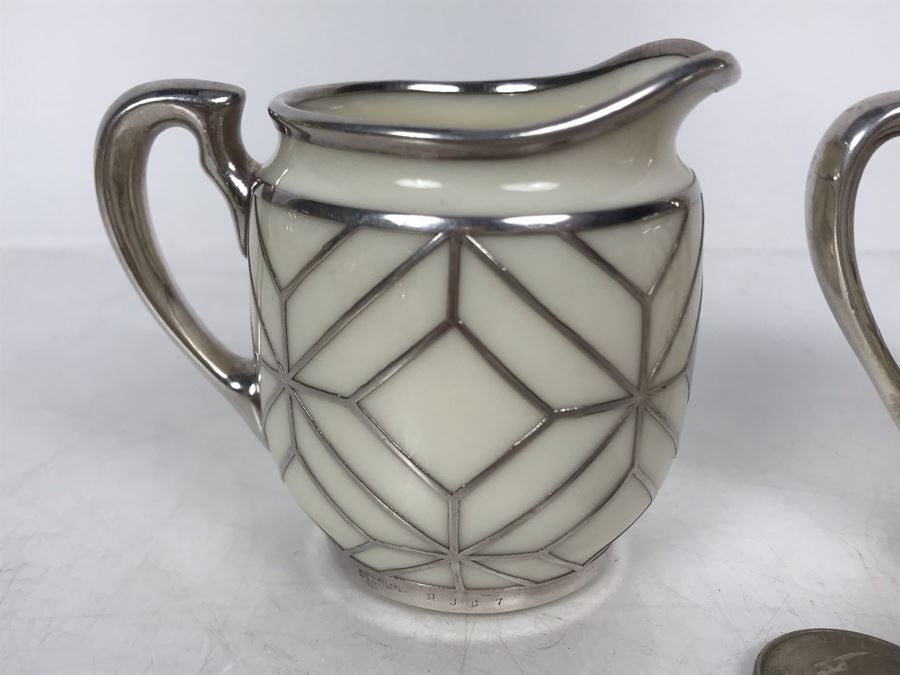 JUST ADDED - Sterling Silver Overlay Reed & Barton Lenox Creamer And Sugar [Photo 5]