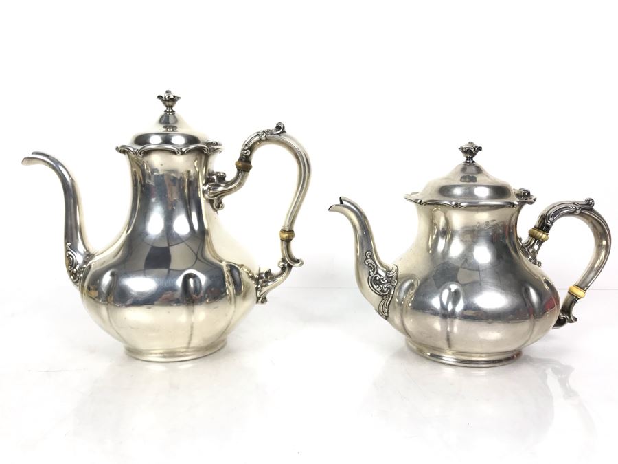 JUST ADDED - Stunning Vintage Gorham Sterling Silver Coffee Pot (2 1/4) And Teapot (1 3/4) 1,014g TW Sterling [Photo 3]