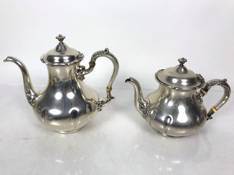 JUST ADDED - Stunning Vintage Gorham Sterling Silver Coffee Pot (2 1/4) And Teapot (1 3/4) 1,014g TW Sterling [Photo 4]