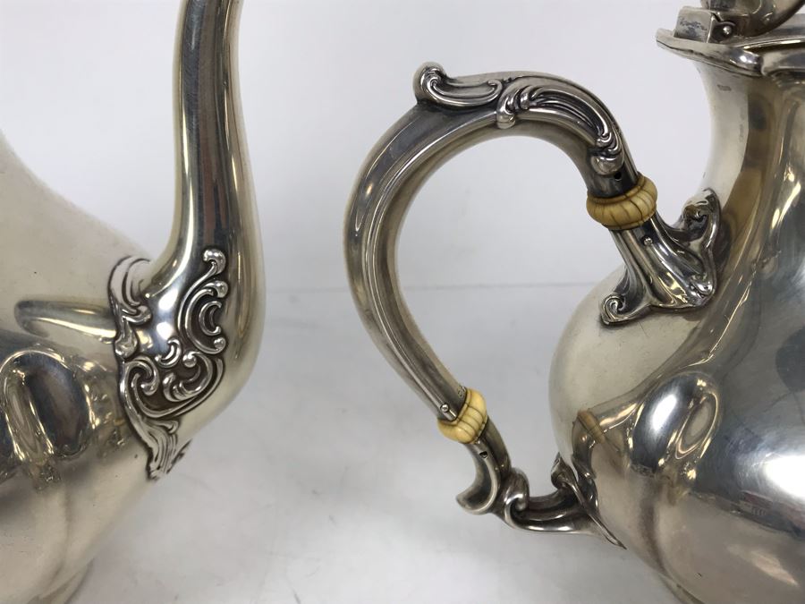 JUST ADDED - Stunning Vintage Gorham Sterling Silver Coffee Pot (2 1/4) And Teapot (1 3/4) 1,014g TW Sterling [Photo 8]