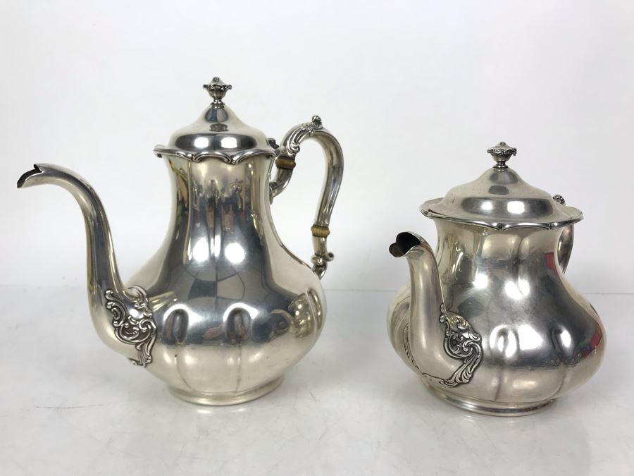 JUST ADDED - Stunning Vintage Gorham Sterling Silver Coffee Pot (2 1/4) And Teapot (1 3/4) 1,014g TW Sterling [Photo 5]