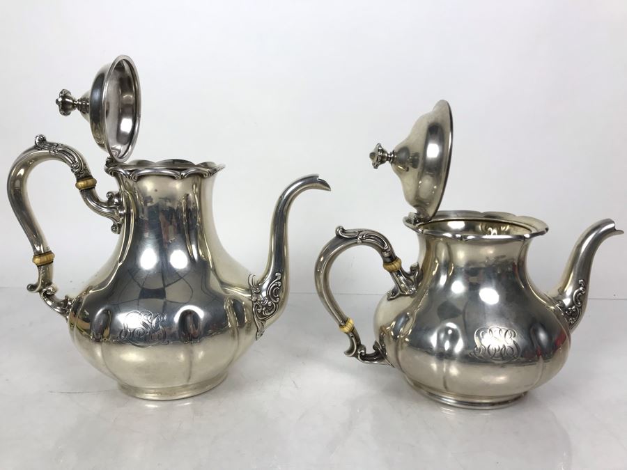 JUST ADDED - Stunning Vintage Gorham Sterling Silver Coffee Pot (2 1/4) And Teapot (1 3/4) 1,014g TW Sterling [Photo 6]