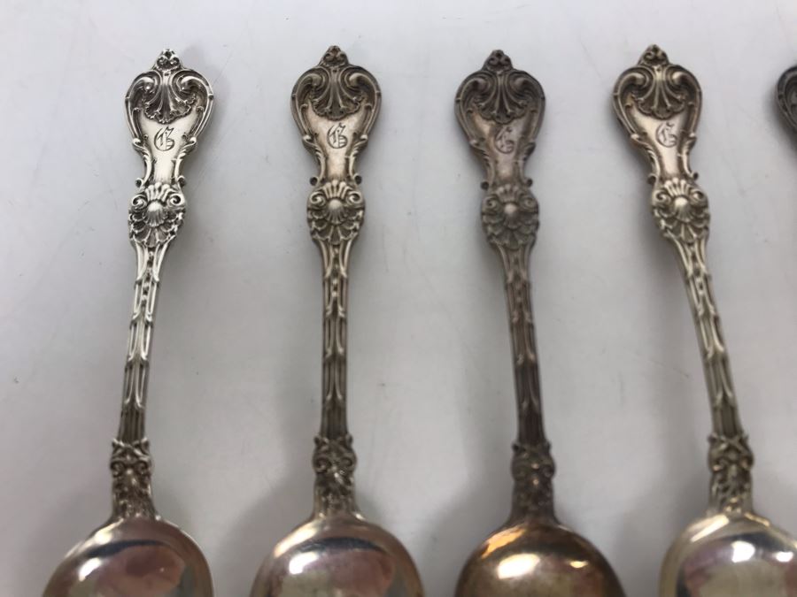 JUST ADDED - Set Of (5) Antique Sterling Silver Demitasse Spoons 40g [Photo 3]