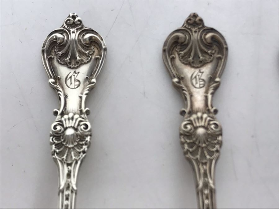 JUST ADDED - Set Of (5) Antique Sterling Silver Demitasse Spoons 40g [Photo 5]