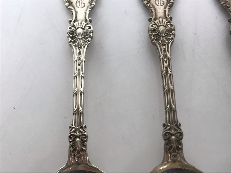 JUST ADDED - Set Of (5) Antique Sterling Silver Demitasse Spoons 40g [Photo 7]