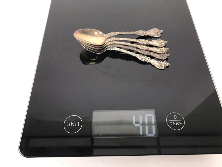 JUST ADDED - Set Of (5) Antique Sterling Silver Demitasse Spoons 40g [Photo 16]