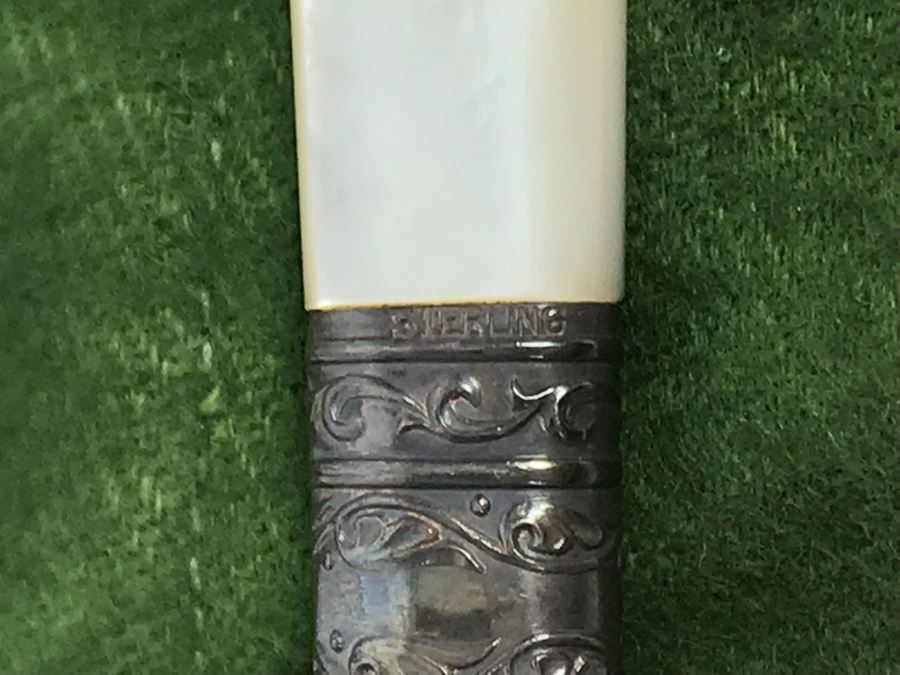 JUST ADDED - (6) Sterling Silver Forks With Mother Of Pearl Handles And (6) Sterling Silver Knives With Mother Of Pearl Handles 358g [Photo 6]