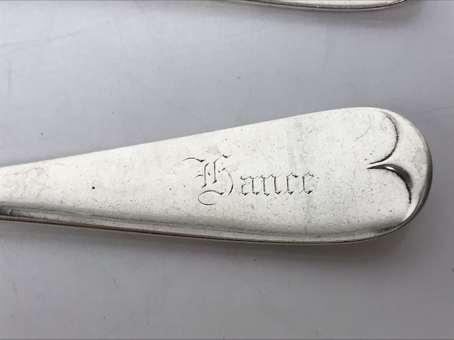 JUST ADDED - (4) Large Sterling Silver Serving Spoons And (1) Large Sterling Silver Fork 249g [Photo 18]