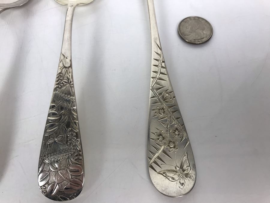 JUST ADDED - (4) Large Sterling Silver Serving Spoons And (1) Large Sterling Silver Fork 249g [Photo 10]