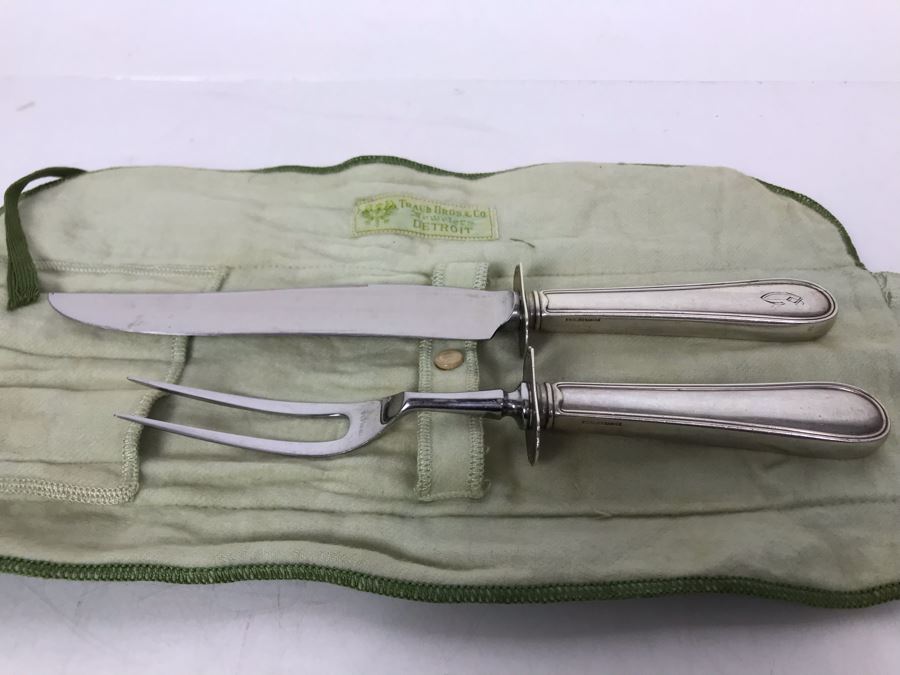 JUST ADDED - Vintage Sterling Silver Handle Carving Set [Photo 2]