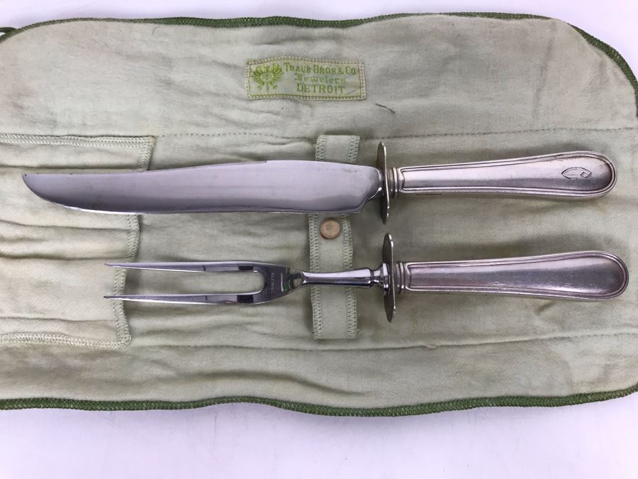 JUST ADDED - Vintage Sterling Silver Handle Carving Set [Photo 4]