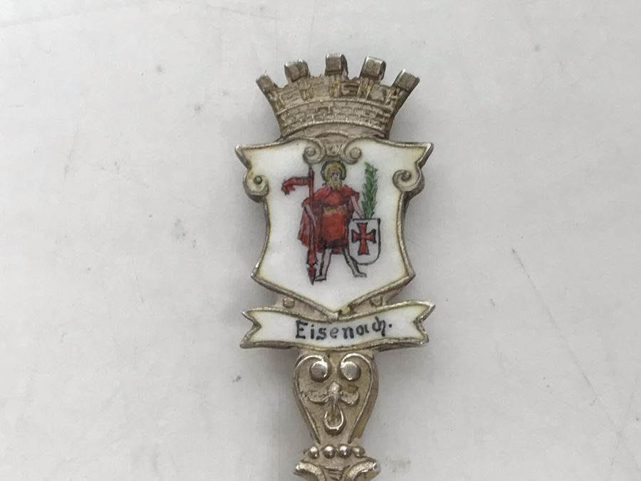 JUST ADDED - Eisenach Germany 800 Silver Tourist Spoon With Handpainted Wartburg Castle And Vintage Sterling Silver New York Tourist Spoon Old Dutch Church Tarrytown 30g [Photo 5]