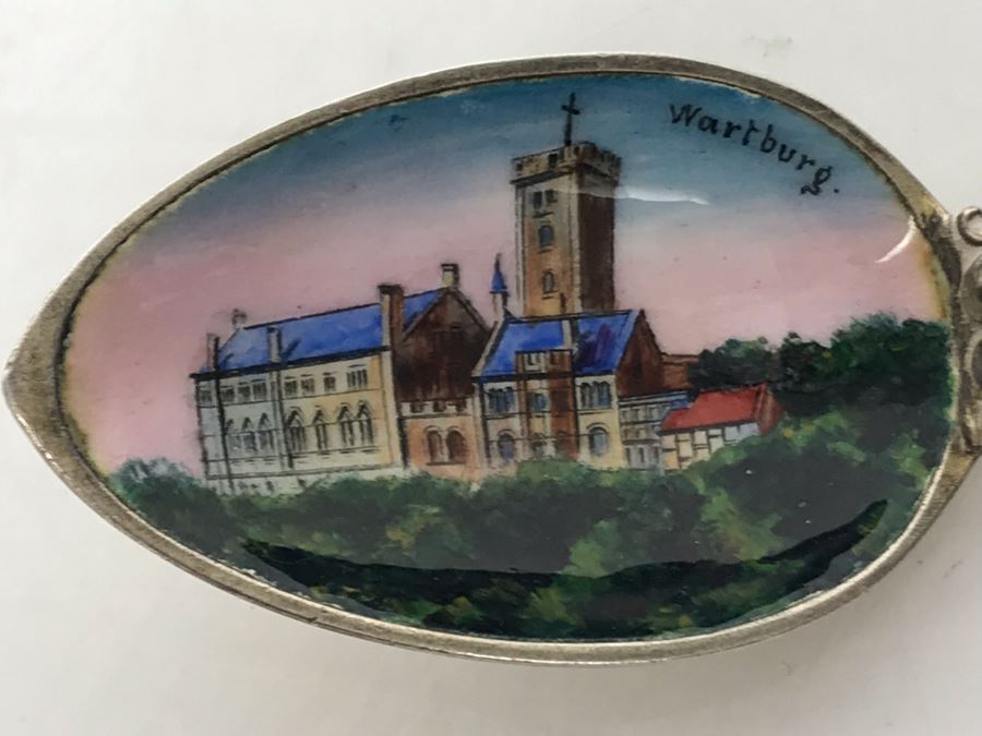 JUST ADDED - Eisenach Germany 800 Silver Tourist Spoon With Handpainted Wartburg Castle And Vintage Sterling Silver New York Tourist Spoon Old Dutch Church Tarrytown 30g [Photo 7]