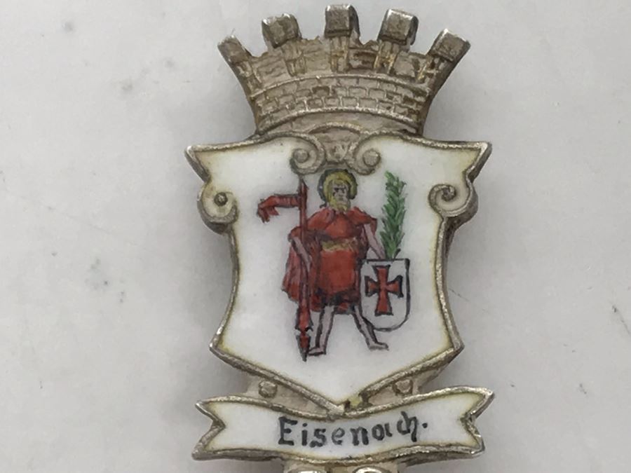 JUST ADDED - Eisenach Germany 800 Silver Tourist Spoon With Handpainted Wartburg Castle And Vintage Sterling Silver New York Tourist Spoon Old Dutch Church Tarrytown 30g [Photo 6]