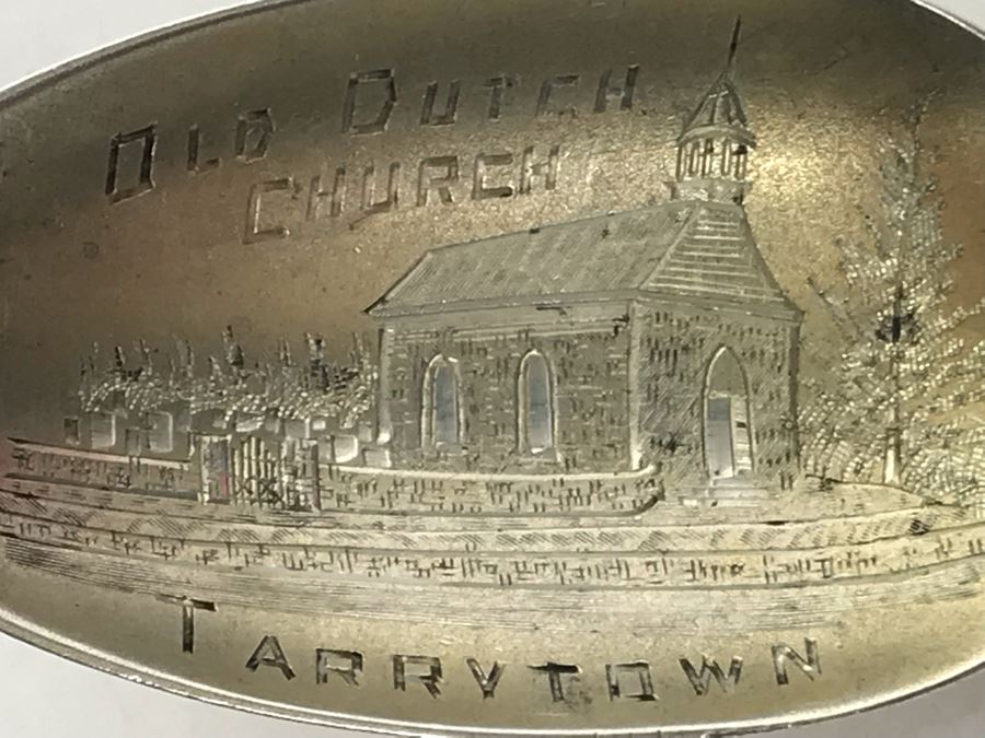 JUST ADDED - Eisenach Germany 800 Silver Tourist Spoon With Handpainted Wartburg Castle And Vintage Sterling Silver New York Tourist Spoon Old Dutch Church Tarrytown 30g [Photo 13]