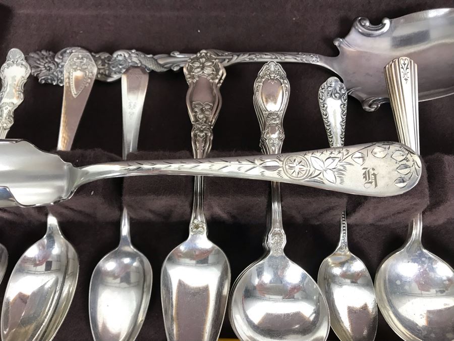 JUST ADDED - Huge Lot Of Silverplated Serving Pieces And Flatware With Wooden Silverware Storage Box - See Photos [Photo 26]