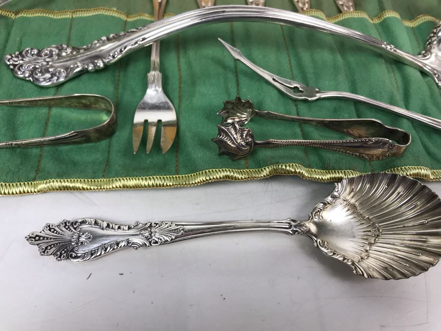 JUST ADDED - Huge Lot Of Silverplated Serving Pieces And Flatware With Wooden Silverware Storage Box - See Photos [Photo 18]